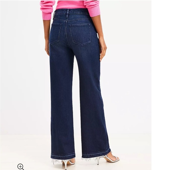 Unpicked Hem High Rise Wide Leg Jeans in Rinse Overdye Wash - Picture 2 of 6